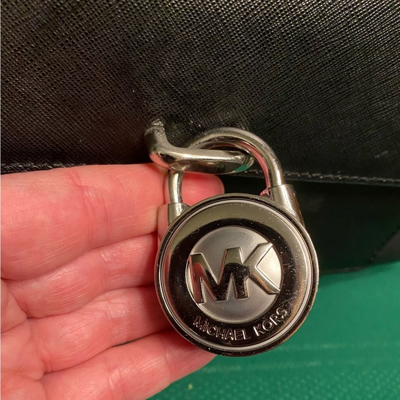 Michael Kors Emma Saffiano Black Leather Satchel Bag - Picture 2 of 2